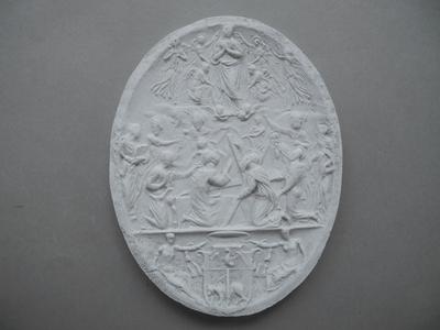 Tirage d'un médaillon : Assomption et armoiries