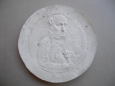 Tirage d'une médaille : buste de Paracelse