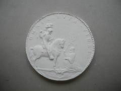 Tirage d'une médaille : Henri IV à cheval, armé