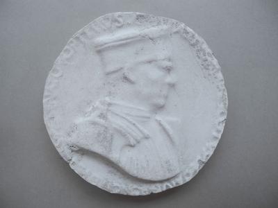 Tirage d'une médaille : buste d'homme de profil droit