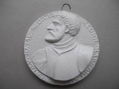 Tirage d'une médaille : buste de Gian Giacomo de' Medici en cuirasse