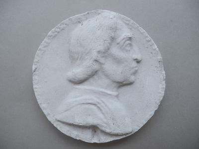 Tirage d'une médaille : buste d'homme de profil droit