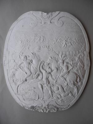 Tirage du motif central du bouclier de Henri II :  la Bataille de Cannes.
