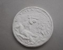 Tirage d'une médaille : David coupant la tête de Goliath, les philistins s'enfuyant