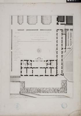 Villa Médicis à Rome : plan du rez-de-chaussée sur le jardin