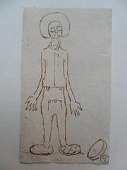 Caricature d'un homme aux bras ballants