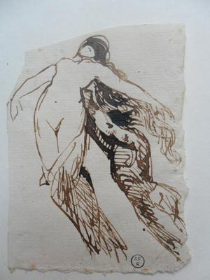 Etude de femme nue aux longs cheveux