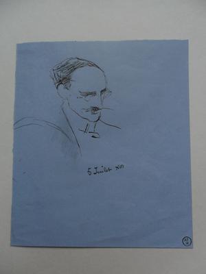 Croquis d'un homme portant des lunettes (Marc Delmas?)