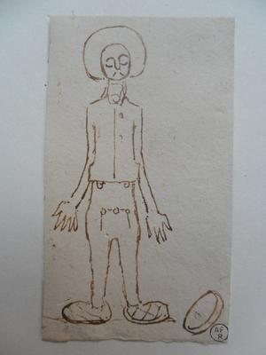 Caricature d'un homme aux bras ballants