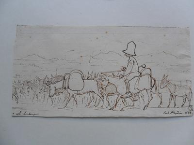 Caricature d'un homme gardant des ânes (Ambroise Thomas?)