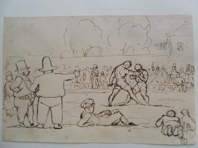 Caricature, Scène de lutteurs