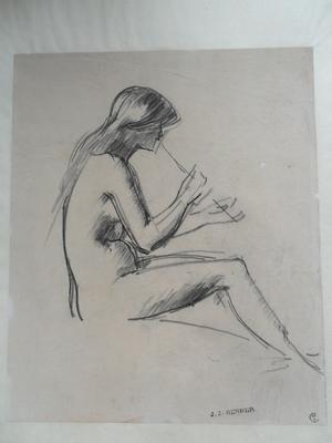 Etude de femme nue, assise de profil