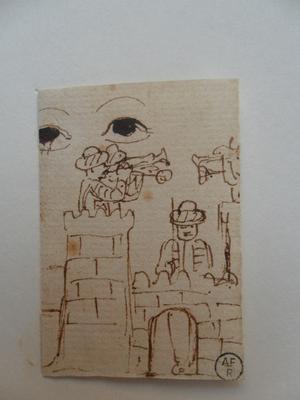 Caricature, Soldats jouant du clairon dans un château