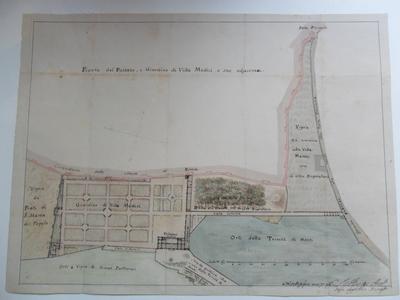 Plan de la Villa Médicis et de ses jardins, avec mention des propriétaires