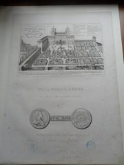 Villa Médicis à Rome : fac-similé d'une ancienne gravure et reproduction d'une médaille du grand duc Ferdinand de Médicis