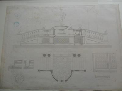 Villa Médicis à Rome : Fontaine sur le perron, en avant de la grande loge.