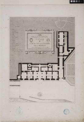 Villa Médicis à Rome : plan du rez-de-chaussée sur la promenade