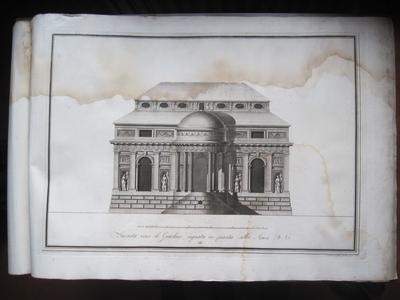 Villa Poniatowski près de Varsovie : Facciata verso il giardino, segnata in pianta sulla Linea B. G. 
