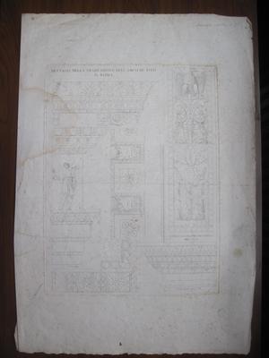Relevés de détails architecturaux et projets de restauration de l'arc de Titus à Rome : Entablement