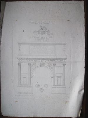 Relevés de détails architecturaux et projets de restauration de l'arc de Titus à Rome : arc restauré