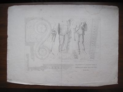 Relevés de détails architecturaux et projets de restauration de l'arc de Titus à Rome : Clé de voute 