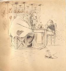 René Patouillard, Charles Germain et un homme non identifié à table