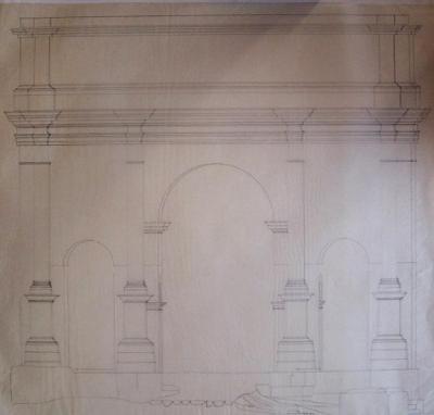 Arc de Septime Sévère à Rome : relevé de l’architecture côté forum