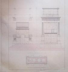 Arc de Septime Sévère à Rome : relevés partiels de profil et plan de l’attique