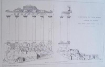 Temple de Saturne à Rome : vue de face et de profil