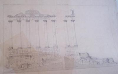 Temple de Saturne à Rome : vue de face et de profil