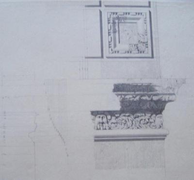 Arc de Septime Sévère à Rome : détail d’une corniche et du décor de la voûte 