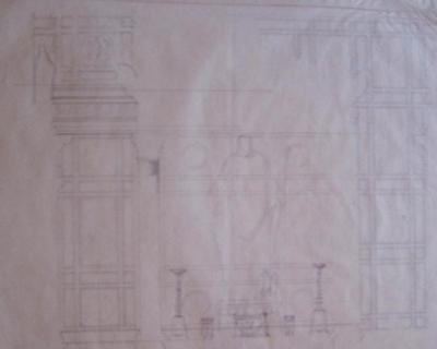 Rome, Temple de Vespasien et Titus ? : croquis de restitution de la cella