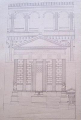 Rome, Temple de Vespasien et Titus : restitution de la façade