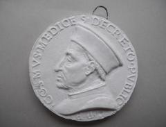Tirage d'une médaille : buste de Cosme de Médicis le Vieux