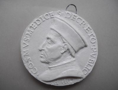 Tirage d'une médaille : buste de Cosme de Médicis le Vieux