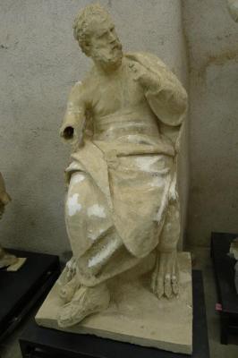 Tirage d'une statue d'un poète assis, tenant une lyre.